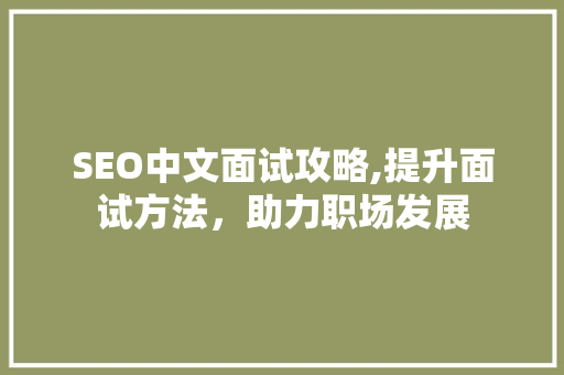 SEO中文面试攻略,提升面试方法，助力职场发展