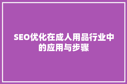 SEO优化在成人用品行业中的应用与步骤