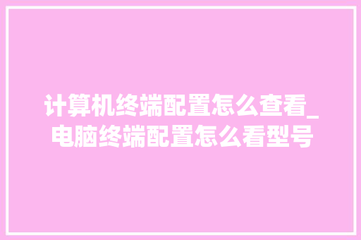 计算机终端配置怎么查看_电脑终端配置怎么看型号