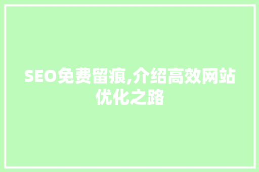 SEO免费留痕,介绍高效网站优化之路
