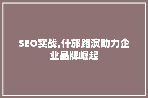 SEO实战,什邡路演助力企业品牌崛起 SEO实战,什邡路演助力企业品牌崛起