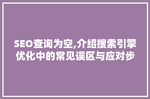 SEO查询为空,介绍搜索引擎优化中的常见误区与应对步骤