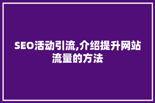SEO活动引流,介绍提升网站流量的方法