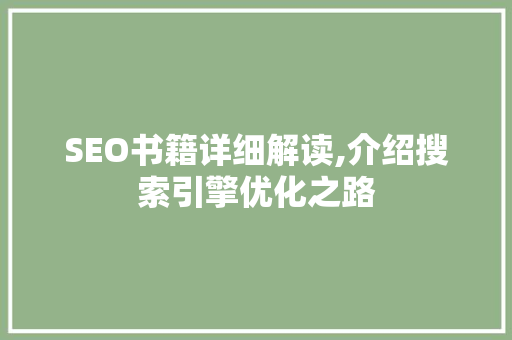 SEO书籍详细解读,介绍搜索引擎优化之路 SEO书籍详细解读,介绍搜索引擎优化之路