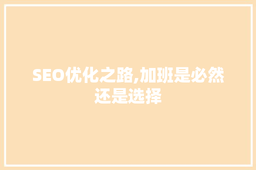 SEO优化之路,加班是必然还是选择 操作系统