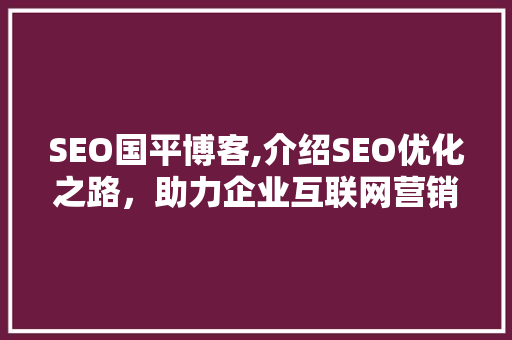 SEO国平博客,介绍SEO优化之路，助力企业互联网营销