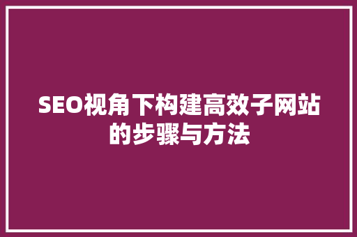 SEO视角下构建高效子网站的步骤与方法