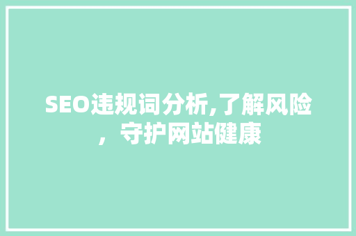SEO违规词分析,了解风险，守护网站健康