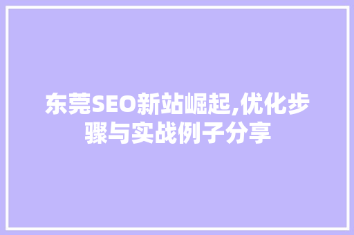 东莞SEO新站崛起,优化步骤与实战例子分享