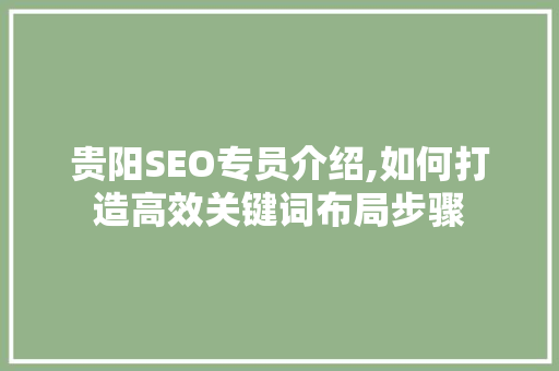 贵阳SEO专员介绍,如何打造高效关键词布局步骤
