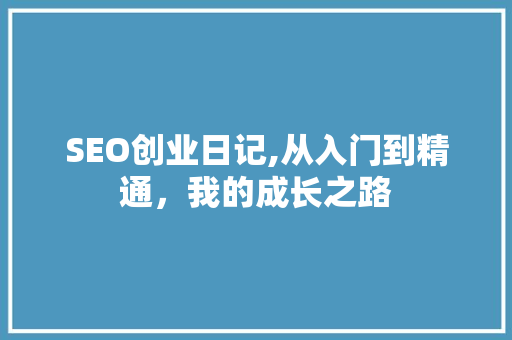 SEO创业日记,从入门到精通，我的成长之路