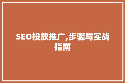 SEO投放推广,步骤与实战指南