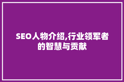 SEO人物介绍,行业领军者的智慧与贡献