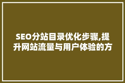 SEO分站目录优化步骤,提升网站流量与用户体验的方法 电脑配置