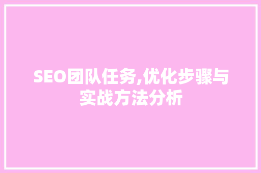 SEO团队任务,优化步骤与实战方法分析