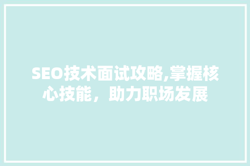 SEO技术面试攻略,掌握核心技能，助力职场发展