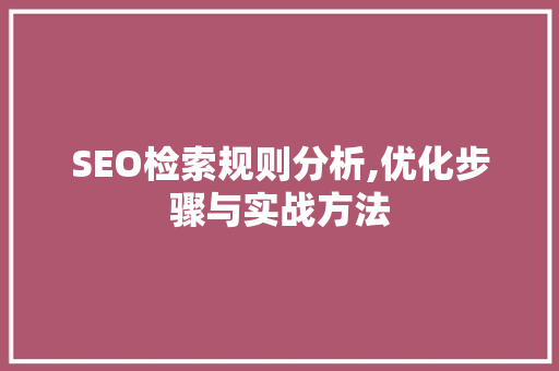 SEO检索规则分析,优化步骤与实战方法