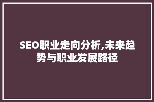 SEO职业走向分析,未来趋势与职业发展路径