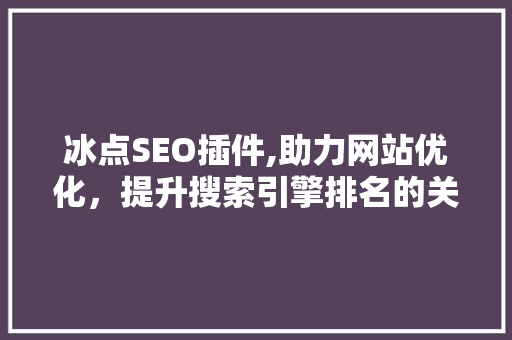 冰点SEO插件,助力网站优化，提升搜索引擎排名的关键利器