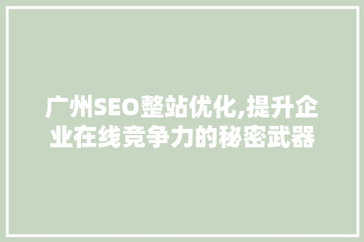 广州SEO整站优化,提升企业在线竞争力的秘密武器 广州SEO整站优化,提升企业在线竞争力的秘密武器