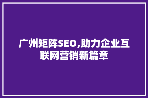 广州矩阵SEO,助力企业互联网营销新篇章 广州矩阵SEO,助力企业互联网营销新篇章