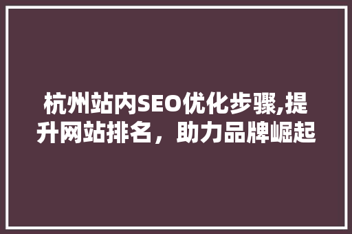 杭州站内SEO优化步骤,提升网站排名，助力品牌崛起