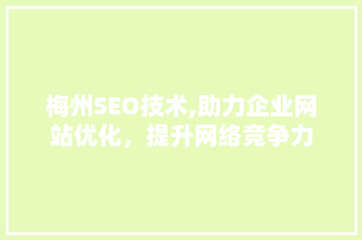 梅州SEO技术,助力企业网站优化，提升网络竞争力
