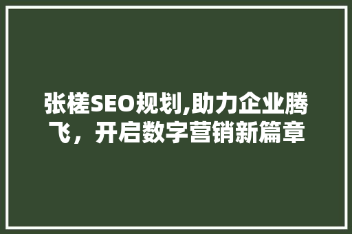 张槎SEO规划,助力企业腾飞，开启数字营销新篇章