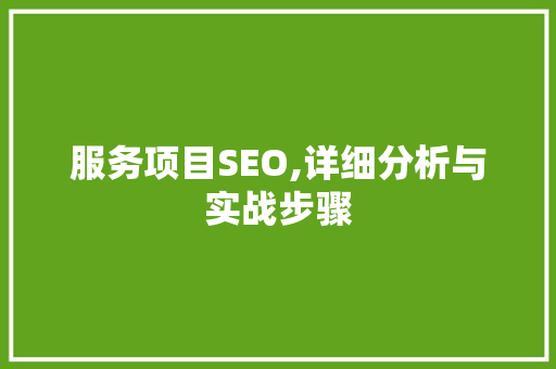 服务项目SEO,详细分析与实战步骤 服务项目SEO,详细分析与实战步骤