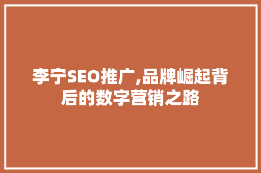 李宁SEO推广,品牌崛起背后的数字营销之路