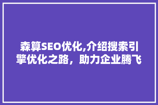 森算SEO优化,介绍搜索引擎优化之路，助力企业腾飞