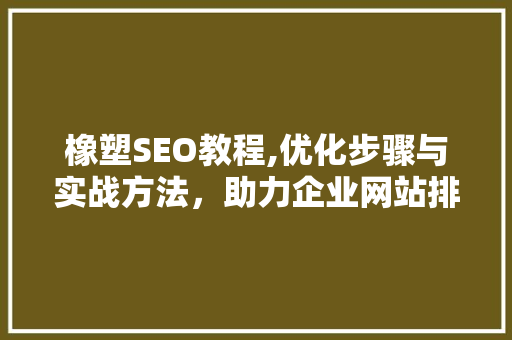 橡塑SEO教程,优化步骤与实战方法，助力企业网站排名提升