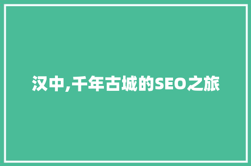 汉中,千年古城的SEO之旅