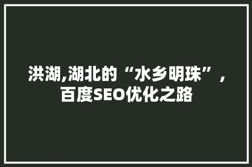 洪湖,湖北的“水乡明珠”，百度SEO优化之路