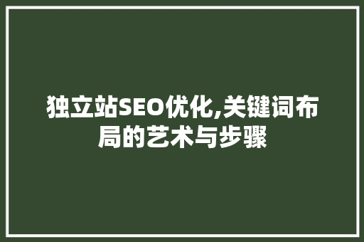 独立站SEO优化,关键词布局的艺术与步骤