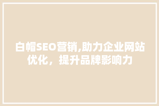 白帽SEO营销,助力企业网站优化，提升品牌影响力