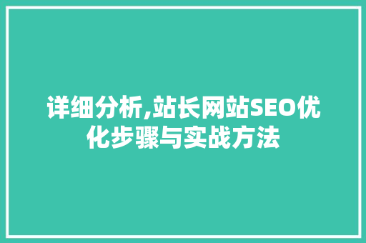详细分析,站长网站SEO优化步骤与实战方法