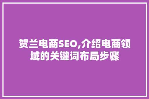 贺兰电商SEO,介绍电商领域的关键词布局步骤