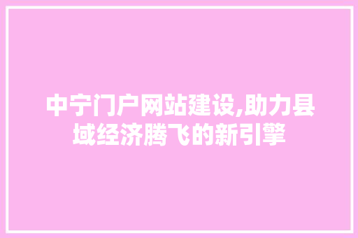 中宁门户网站建设,助力县域经济腾飞的新引擎