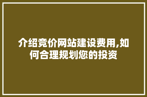 介绍竞价网站建设费用,如何合理规划您的投资