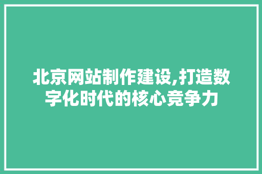 北京网站制作建设,打造数字化时代的核心竞争力