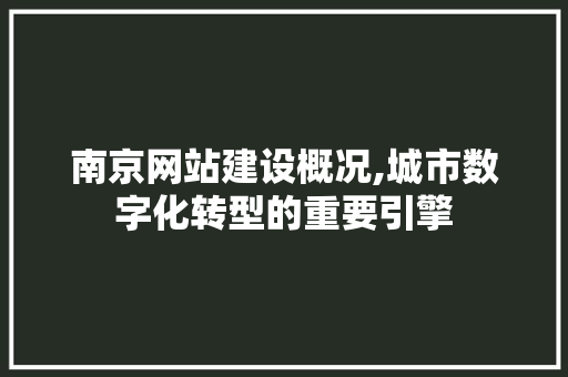南京网站建设概况,城市数字化转型的重要引擎