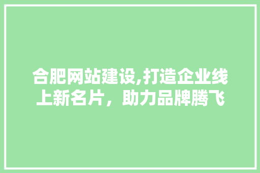 合肥网站建设,打造企业线上新名片，助力品牌腾飞