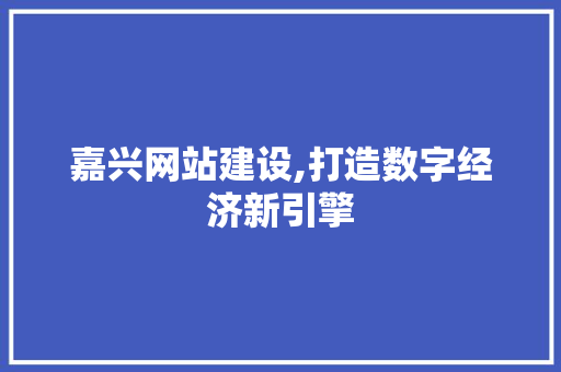 嘉兴网站建设,打造数字经济新引擎