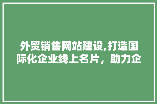 外贸销售网站建设,打造国际化企业线上名片，助力企业拓展全球市场