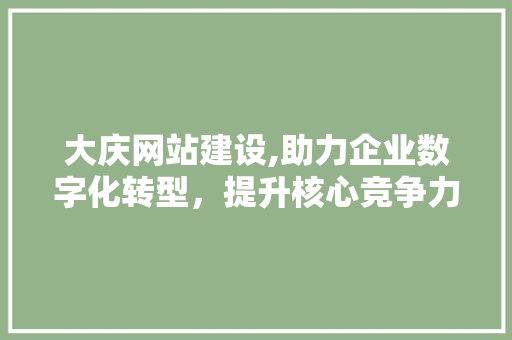 大庆网站建设,助力企业数字化转型，提升核心竞争力