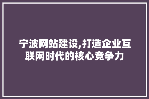 宁波网站建设,打造企业互联网时代的核心竞争力