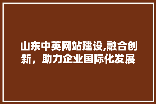 山东中英网站建设,融合创新，助力企业国际化发展