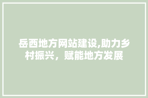 岳西地方网站建设,助力乡村振兴，赋能地方发展 电脑配置