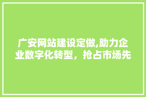 广安网站建设定做,助力企业数字化转型,抢占市场先机 广安网站建设定做,助力企业数字化转型,抢占市场先机